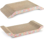 Zodaca Cat Scratcher Bed - Reversible Cardboard Cat Scratch Pad - Catnip Bed for Indoor Felines - Kitten Scratcher Lounger for Stretch & Relax - Pack of 3, 16.75 x 8 x 2.4 in