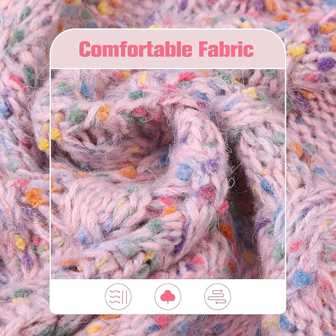 BEAUTYZOO Cable Knit Small Dog Sweater, Color Block with Fuzzy Thread Knitted Turtleneck Dog Knitwear with Dots in a Variety of Colors for Small Medium Dogs Fall Winter Dog Clothes, M Pink