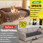Cat Scratch Furniture Protector - Anti-Slip, Waterproof Sofa Cover to Keep Cats Off, Pet-Friendly Couch Protectors for 3 Cushion Couch, Brown Anti-Scratch Couch Cover for Pets and Kids 134"X71"