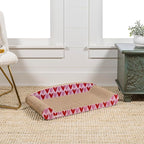 CSR1004A Montego 27.5" Coastal Patterned Cardboard Lounge Bed Cat Scratcher with Catnip, Pink/Red