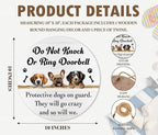 Please Do Not Knock Or Ring Doorbell Hanging Sign, Funny Dog Wooden Round Door Hanger For House Gate Fence Yard Front Door, Protective Dogs On Guard Sign For Outdoor Porch -08