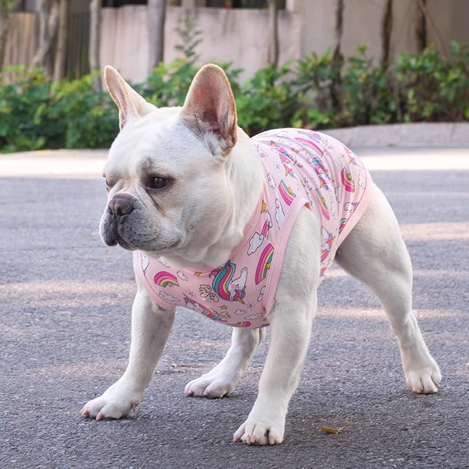 CuteBone Dog Shirts 2-Pack Soft Pet Clothes Breathable Summer Vest for Small Puppy and Stretchy Cat Apparel 2BX09XS Pig&Unicorn