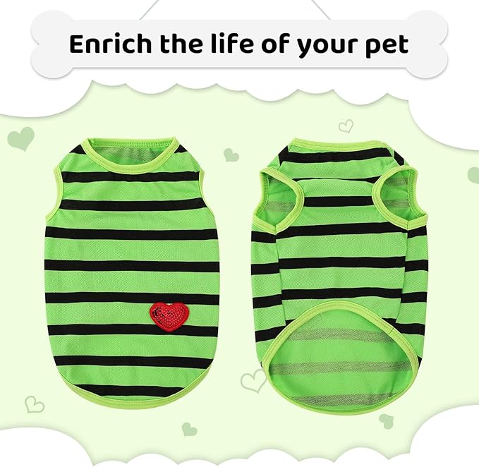 Dog Shirts for Medium Dogs, Striped T-Shirts Pets Vest Pet Apparel Tee Shirts Dog Tank Top Spring Summer Suitable for Chihuahua French Bulldog Bichon Shih Tzu
