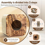 Cat Scratcher House, Cozy Cardboard Design, Safe and Secure for Kittens, Eco-Friendly, Wood Grain (Square)