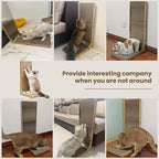 Cat Scratcher with Replacement Cardboard, 27.6" L Shape Wall Mounted Cardboard Cat Scratchers for Indoor Cats, Large Protecting Furniture Cat Scratch Pad with Ball Toy, Catnip