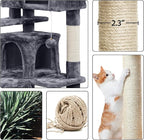 Topeakmart 54in Cat Tree, Cat Tower w/Large Cat Condo Scratching Posts and Perch, Cat Stand House Furniture, Dark Gray