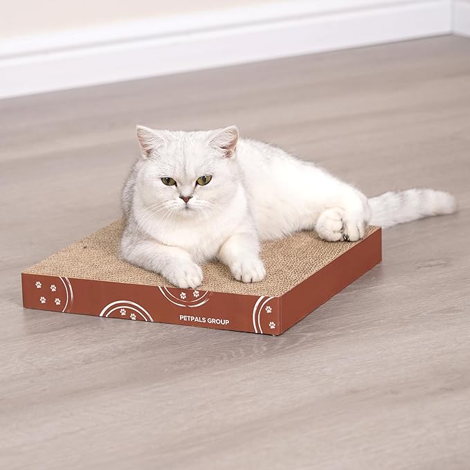 Petpals 4-Pack Cat Cardboard Scratcher, Corrugated Scratcher Replacement, Scratching Pad, Sofa Couch Furniture Protectors from Cat Scratching (4-Pack Replacement)