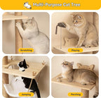 COZIWOW Cat Tree Wall Mounted 69" Tall Sisal Scratching Post 4 Tier Cats Climbing Tower, Cat Wall Furniture Kitten Shelves with Hammock Hanging Toys Wild Simulation, Large Perch Suitable for Lookout
