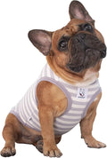 iChoue English Bulldog 100% Breathable Cotton Striped T Shirts Halloween Vest Clothes for Medium Dogs Tank Tops French Frenchie Pug Boston Terrier Pitbull Grey White Stripes - XLarge