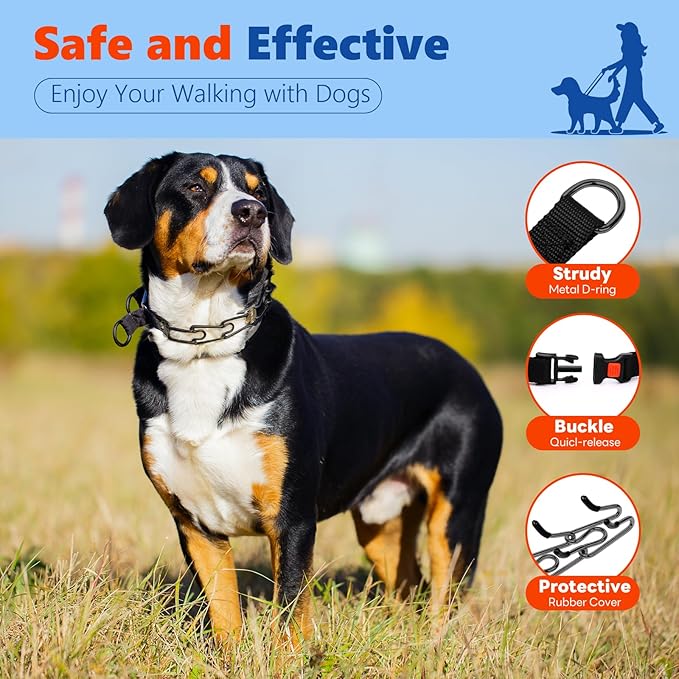 Supet Dog Prong Collar, Adjustable Pinch Training Collar with Quick Release Buckle for Small Medium Large Dogs(Packed with One Extra Links)