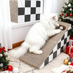Simple Delxue Cat Scratching Board with Ball, Triangle Cat Scratching Cardboard, Multiple Scratching Angles, 2-in-1 Scratching Lounge Bed, Recyclable and Durable, Furniture Protector, Black and White
