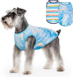 cyeollo 2pack Dog Cooling Shirt, Breathable Sleeveless Summer Clothes for Dogs, Intant Cool Dog T Shirts for Small Dogs, Blue Sky M