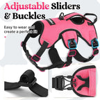 rabbitgoo Escape Proof Dog Harness, Soft Padded Full Body Pet Harness, Reflective Adjustable No Pull Vest with Lift Handle and Leash Clip for Large Dogs Walking Hiking Training, L, Pink
