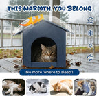 Outdoor Cat House Weatherproof, Insulated Cat Dog Houses for Outdoor/Indoor Cats for Winter, Waterproof Feral Stray Cat Shelter with Warm Cushion for All Seasons, Easy to Assemble, Navy Blue