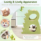 Tangkula Cute Cat Tree, Dinosaur-Shaped Cat Tower with Rotatable Sisal Scratching Ball, Soft Plush Fabric, Cat Climbing Stand, 2-Tier Modern Cat Tree for Small Indoor Cats (Green)