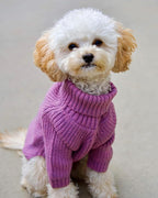 Fitwarm Thermal Knitted Dog Sweater Doggy Winter Coat Pet Clothes Doggie Turtleneck Jacket Puppy Outfits Cat Sweatsuit Lavender Purple X-Large