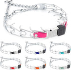 Herm Sprenger Chrome Plated Steel Dog Collar with Quick Release ClicLock Buckle and Biothane Insert Training Collar for Dogs Made in Germany (Passionfruit Pink, 22in x 3.0mm(Neck Size up to 18-19in))