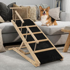 Dog Ramp for Bed PANTAZO Adjustable Ramps for Small Dogs to Get on Bed, Up to 28.5 Inches, 48'' Long,120lbs with Anti-Slip Grip & Safety Rail