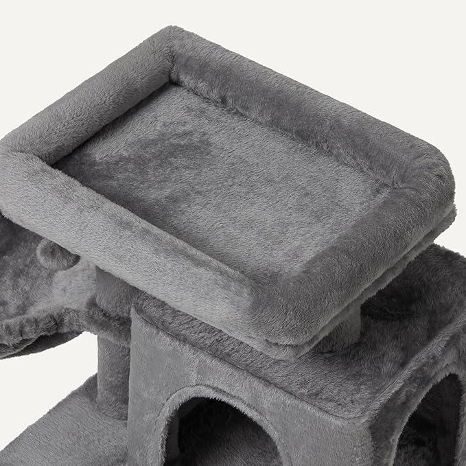 Amazon Basics Indoor Cat & Kittens Multi-Level Climbing Activity Tower with Scratching Posts, 2 Condos, FSC Certified, M - 31.1" (78.9cm) H, Grey