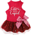 Fitwarm Cuter Than Cupid Dog Tulle Dress, Cute Girl Dog Clothes, Funny Pet Apparel, Burgundy Red, Small