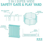 Regalo Safety 192" Super Wide Baby Gate & Play Yard, 2-in-1 Convertible Extra Wide Safety Barrier, Hardware Mounted for Toddlers & Pets, Tested & Safe for 30 Years, American Designed & Owned, White