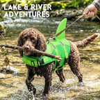 ASENKU Dog Life Jacket - Pet Safety Vest for Swimming & Boating, Shark Life Jacket with Floatation, Dog Lifesavers Swimsuits for Small Medium Large Dogs (Neongreen, XL)