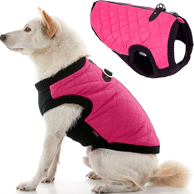Gooby Fashion Vest Dog Jacket - Pink, X-Small - Warm Zip Up Bomber Vest with Dual D Ring Leash - Winter Water Resistant Small Dog Sweater