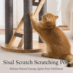 797Audio Wood Modern Cat Tree, 61.5" Tall Cat Tower with Sisal Scratching Posts, Cat Condo, Capsule and Ladder, Solid Wooden Aesthetic Multi-Level Cat Climbing Tree for Large Adult Indoor Cats-Gray