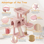 36-Inch Cat Tree for Small Cats, Multi-Level Cat Tower with Scratching Posts, Hammock, Cozy Condo & Scratching Board, Soft Pink Cat Furniture for Indoor Use