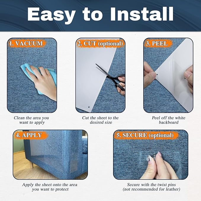 Cat Scratch Furniture Protector - Couch Protector from Cat Claws, Plastic Cover Adhesive Clear Flexible Sofa Guard, Single Side Sticky Deterrent Training Tape - Easy to Apply, 11.8 in × 196.8 in