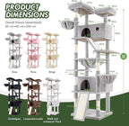 MUTICOR 81 inches Multi-Level Tall Cat Tree Tower for Indoor Kitties/Large Climbing Tree House for Big Feline/Condo/Sisal Scratching Posts/Plush Perches Platforms/Basket Hammock/Grey
