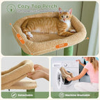 Cactus Cat Tree for Large Cats, 59" Tall Cat Tower with Spacious Condo, Large Hammock, Scratching Posts and 2 Perches, Sturdy Play House for Indoor Cats, Green