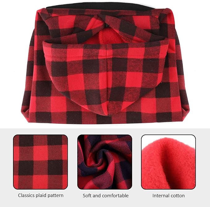 Plaid Dog Hoodie Sweatshirt Sweater for Large Dogs Cat Puppy Clothes Coat Warm and Soft(L)