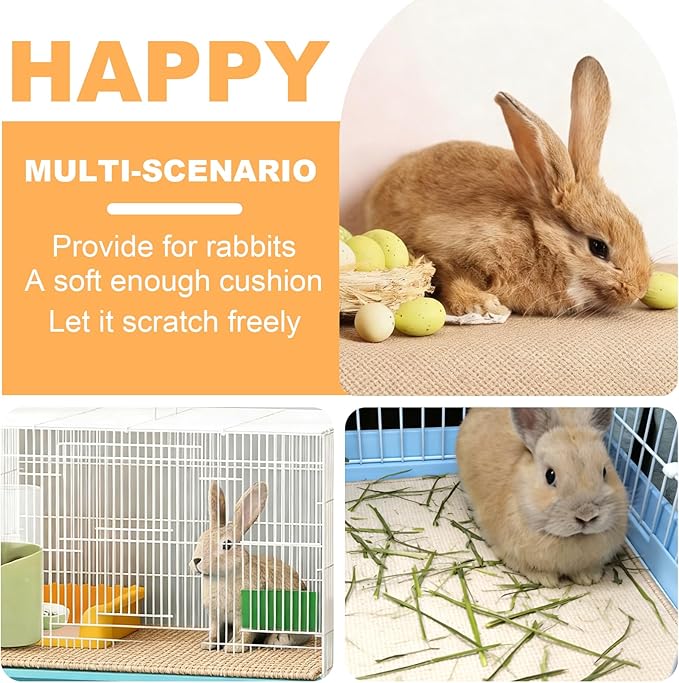 Rabbit Scratcher Mat - DIY Trimmable Self-Adhesive Bunny Scratch Pad Roll, 12 Inch x 3.28 ft Small Animal Scratching Rug for Cage, Biting, Sleeping & Nesting,Safe Scratch Mat for Rabbits & Small Pets