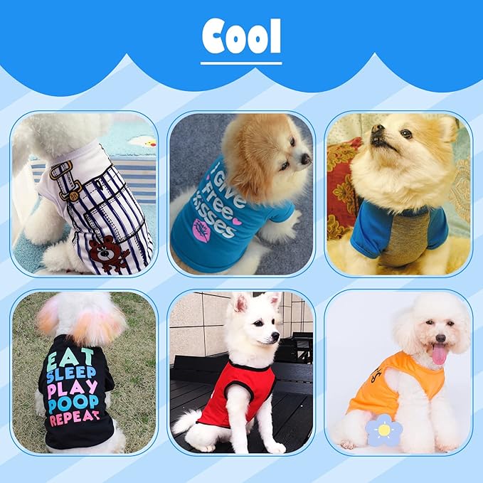 6 Pack Dog Clothes for Small Dogs Boy and Girl, Soft and Breathable Puppy Kitten Dog Shirts with Letters for Pet Cats, Winter Dogs' T-Shirts Apparel Sleeveless Vests for Chihuahua Yorkies