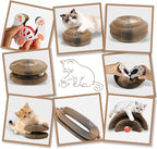 Cat Toys for Bored Indoor Adult Cats Magnetic Corrugated Cat Scratcher Board, Foldable Durable Interactive Cat Toy for Indoor Cats & Kittens, Scratch, Play & Chase, Brown, 1 Pack