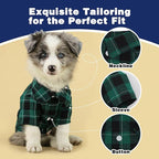 Paiaite Plaid Dog Shirt: Classic CheckeGreen Style in Pure Cotton for Large, Medium, and Small Breeds, Comfort, Breathability, and Elegance. Perfect for Everyday Wear, and Photoshoots Green 3XL