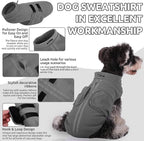 Queenmore Medium Dog Sweaters, Soft Fleece Vest Pullover Dog Jacket with Leash Hole, Warm Winter Dogs Clothes Cold Weather Doggy Dachshund Sweater for Medium Dogs Cats Boy or Girl (Grey,M)