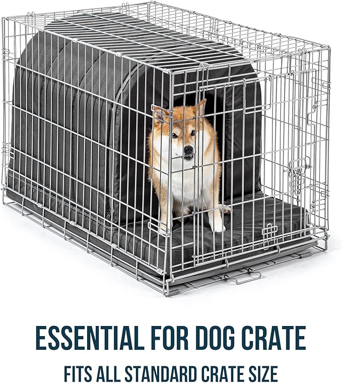 Orthopedic Dog House 2.0 - Outdoor Waterproof Dog Shelter w/Porch - Scratch Proof Indoor Pet House w/Egg-Crate Foam - Ideal for Large Breeds & Fits 36-Inch Crate - 35"x22", Charcoal