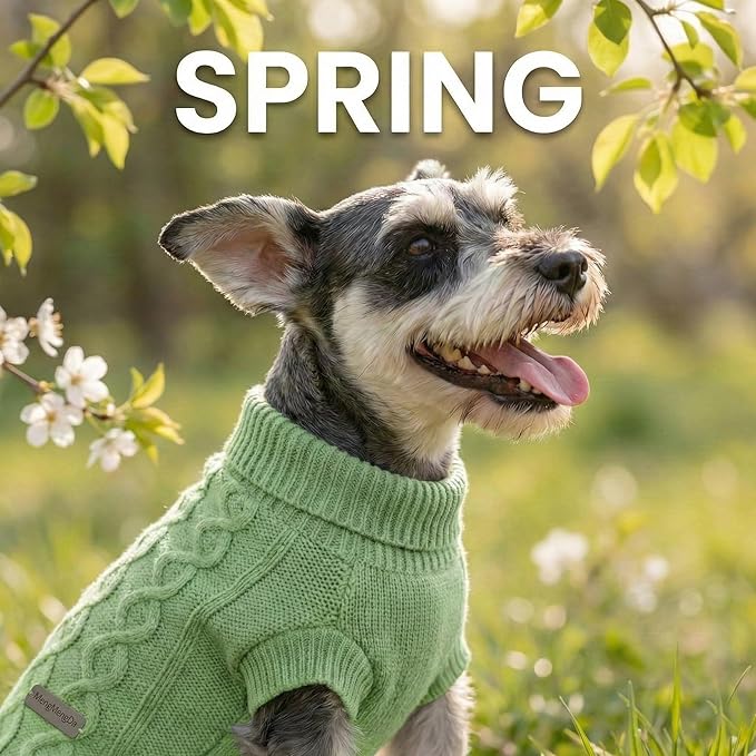 Dog Pullover Sweater, Cold Weather Cable Knitwear, Warm Clothes for Chihuahua, Bulldog, Dachshund, Pug, Yorkie,Dog Outfits for Small Dogs Medium Dogs (Green XS)…