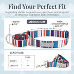 Lucky Love Dog Martingale Dog Collar & Leash - Adjustable, No-Slip, Durable, Comfortable, Soft Webbing, & Stylish Patterned Dog Collar & Leash Set for Male and Female Dogs - Linus Combo, Medium