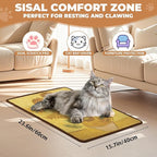 Sisal Cat Scratcher Mat, Cat Wall Scratcher for Indoor Cats, 23.6x15.7 Inch Cat Scratch Pad with Hook & Loop, Wall Mounted Cat Scratching Post to Protect Couch and Carpet（Helianthus）