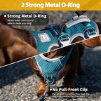Huntboo Escape Proof Dog Harness, No Pull Reflective Harness with Lift Handle, Adjustable Pet Vest with Front and Back Leash Clips for Small Medium Large Dogs Walking Hiking Training (Teal,XL)