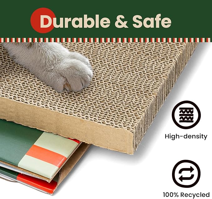 Cardboard Cat House with Scratch Pad & Catnip, Cat Play Scratching House for Indoor Hideaway Furniture, Heavy Duty Sturdy Cardboard Scratcher, Easy to Assemble Birthday Gift, Medium