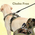 Funfox Dog Harness No Pull, Adjustable Pet Vest Harness, Super Soft Material with Vertical Handle Easy Control, Reflective Night Walking, 2 Leash Clips for XLarge Dogs, Camo Green, XL