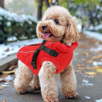 Dog Winter Coat Reflective Water-Resistant Jacket, Fleece Lined Windproof Puppy Coat with Back Zipper & D-Ring, Cold Weather Dog Coats for Small Medium Dogs (L, Red)