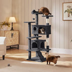 54 Inches Cat Tree, Cat Tree Tower Condo with Scratching Post for Cats House Play, Detachable Cat Tower, Multi-Level Furniture Activity Center for Kittens Pet House, Dark Gray