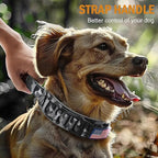 HYDEME Tactical Dog Collar, Alpine Loop Adjustable Military Training Nylon Dog Collars with Handle and Reflective for Small Medium Large Dogs, with Airtags Protective Case & Patches.(M,Camo)