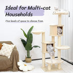 KAMABOKO 67” Tall Cat Tree, Extra Large Cat Tree - 8 Levels Wood Cat Tower Chewable w/Cat Condo, Hammocks & Hanging Basket for Large Cats