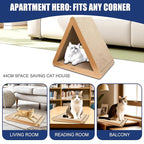 3 Pack Cardboard Cat Scratcher & Scratch Pad with Catnip, Buildable Triangle Cat House w/ 6-Sided Use, Furniture Protection for Indoor Cats